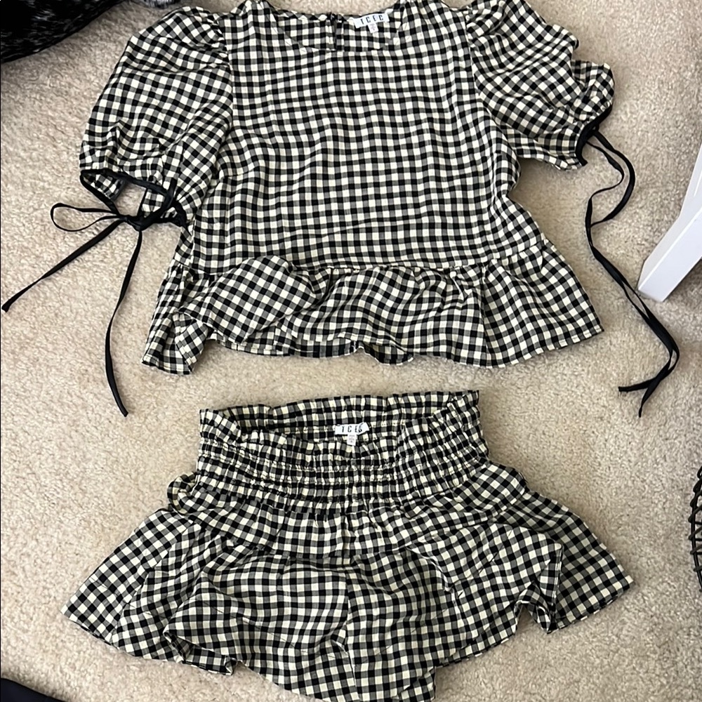 Gingham Checkered Top and Shorts Set
